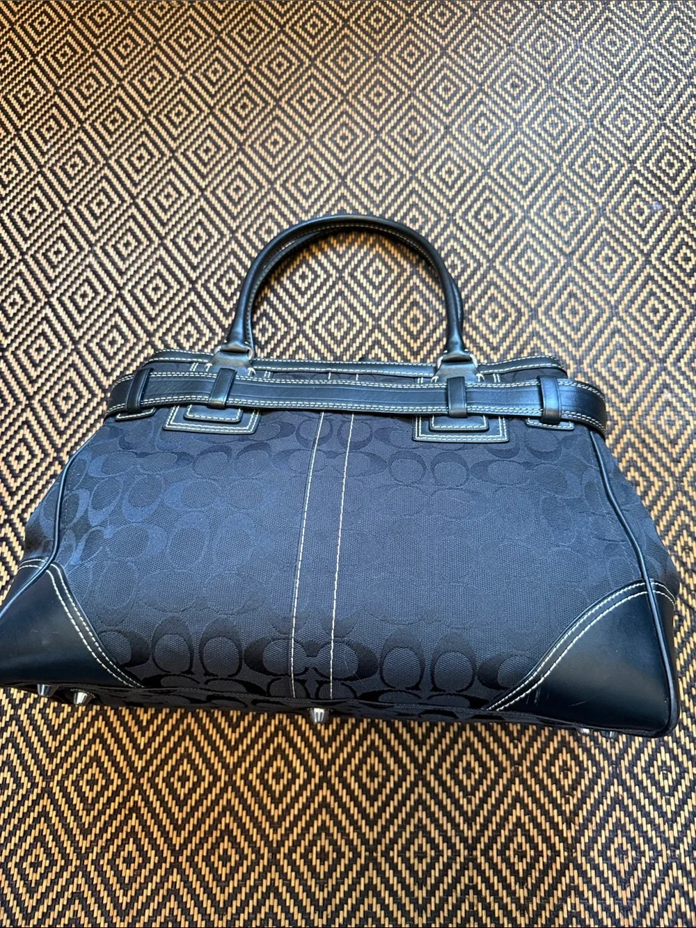 Vintage Y2K Coach signature Hampton carry all tote 10246 black with nickel